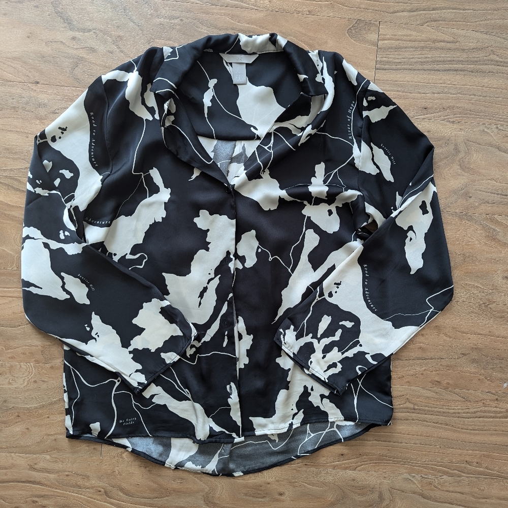 H&M Black and White Blouse
